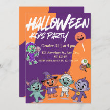 Colorful Candy Monsters Kids Halloween Invite