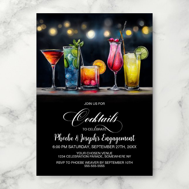 Convites Colorful Cocktails Engagement Party (Criador carregado)