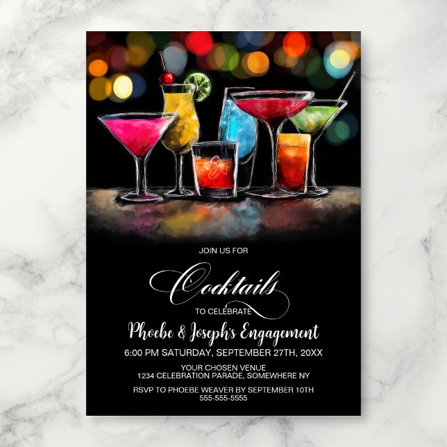 Convites Colorful Cocktails Engagement Party (Criador carregado)