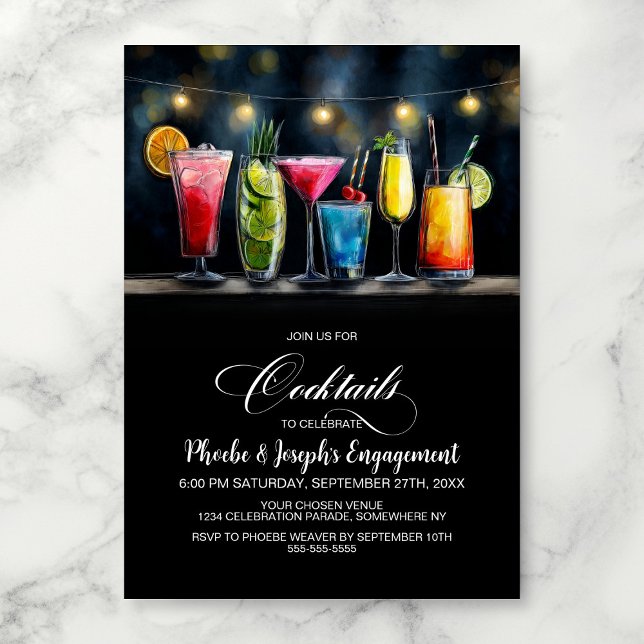 Convites Colorful Cocktails Engagement Party (Criador carregado)
