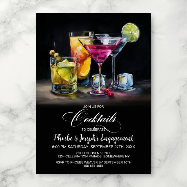 Convites Colorful Cocktails Engagement Party (Criador carregado)