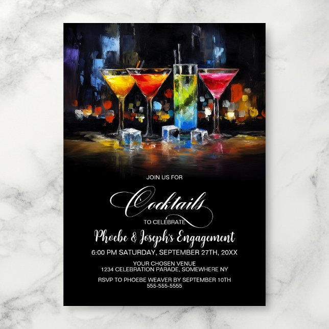 Convites Colorful Cocktails Engagement Party (Criador carregado)