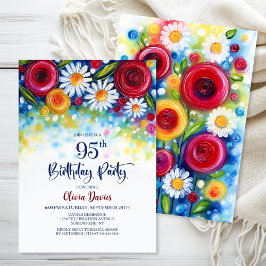Convites Colorful Floral 95th Birthday Party