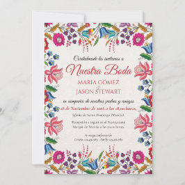 Convites Colorful Floral Botanical Modern Spanish Wedding