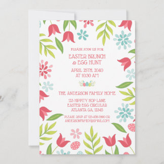 Convites Colorful Floral Easter Brunch Hunt 