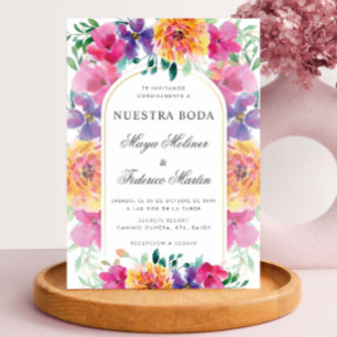 Convites Colorful Floral Nuestra Boda Casamento Espanhol