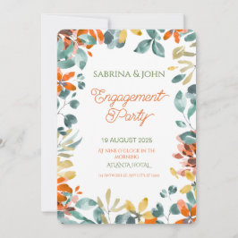 Convites Colorful Floral Watercolor Engagement Party