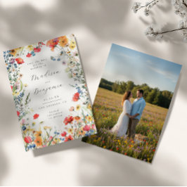 Convites Colorful Floral Wedding Photo Save the Date
