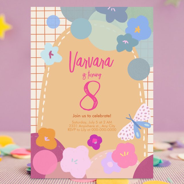 Convites Colorful Flower Arch Birthday Girl Invitation (Criador carregado)