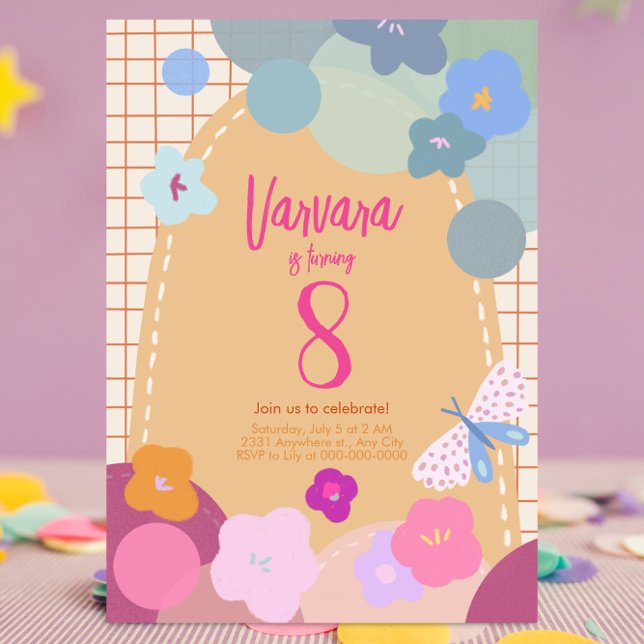 Convites Colorful Flower Arch Birthday Girl Invitation (Criador carregado)