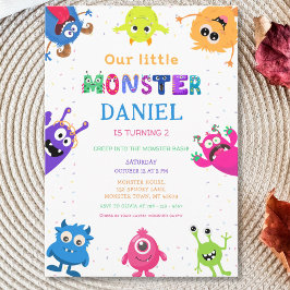 Convites Colorful Fun Little Monster Birthday Party