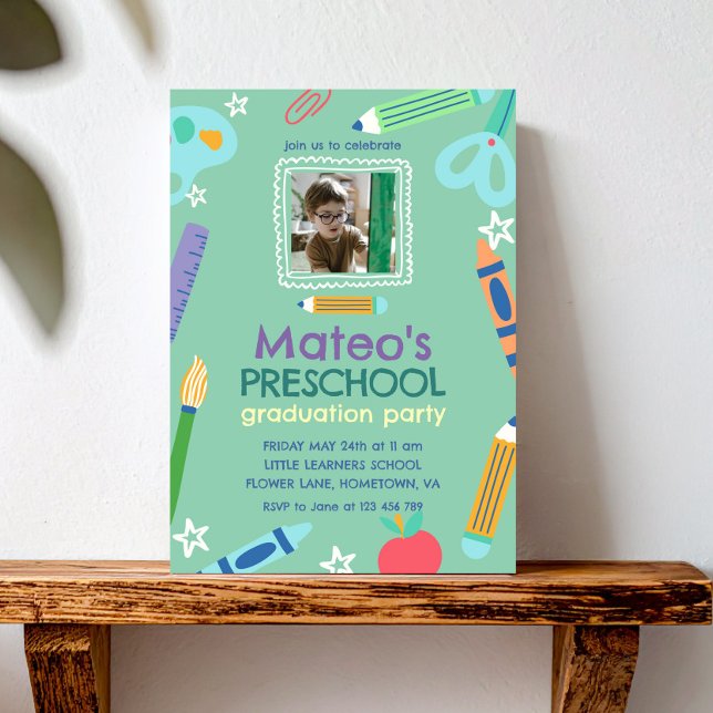 Convites Colorful Fun Photo Preschool Graduation (Criador carregado)