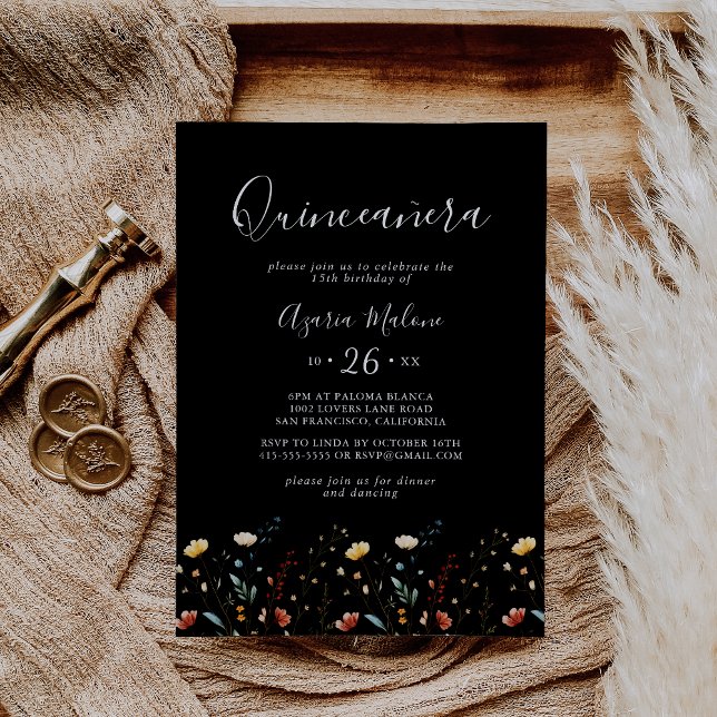 Convites Colorful Garden Wildflower Quinceañera (Criador carregado)