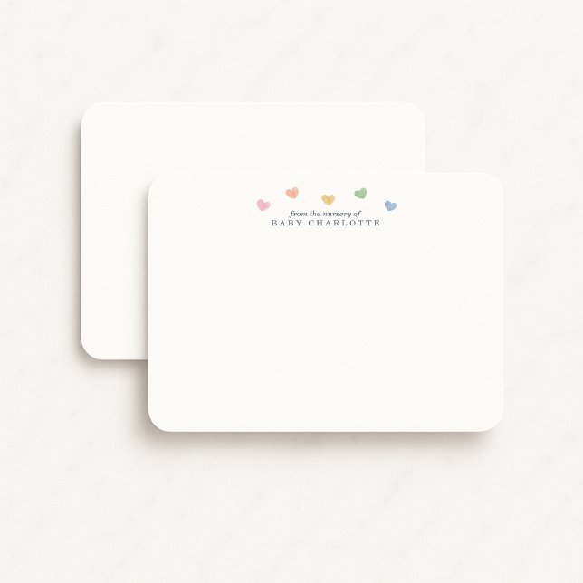 Convites Colorful Hearts Nursery Note Card (Criador carregado)
