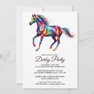 Convites Colorful Horse Derby Party Invitation