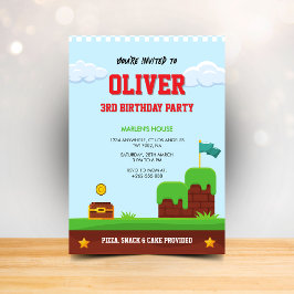 Convites Colorful kids video game birthday invitation