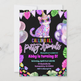 Convites Colorful Leopard Birthday Invitation
