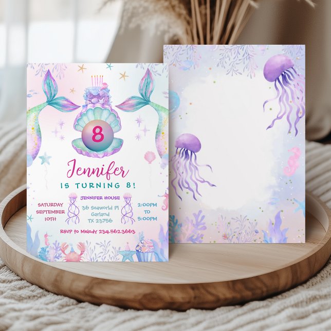 Convites Colorful Mermaid Tail Birthday Invitation (Criador carregado)