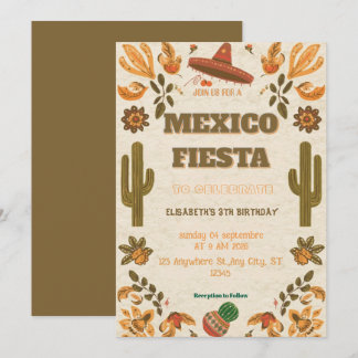 Convites Colorful Mexican Fiesta Birthday  Invitation