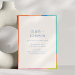 Convites Colorful Modern Geometric Border Photo Wedding<br><div class="desc">This modern wedding invitation features a clean minimal layout framed by a colorful geometric colorblock border. The simple typography keeps the focus on your names and event details while the bright border adds a fresh, contemporary touch. Perfect for couples planning a modern city wedding, gallery venue celebration, or stylish reception....</div>