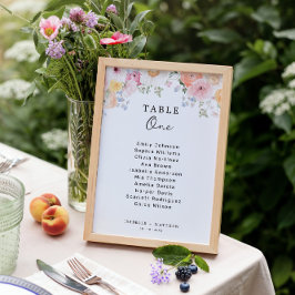 Convites Colorful Pastel Floral Wedding Seating Chart Card