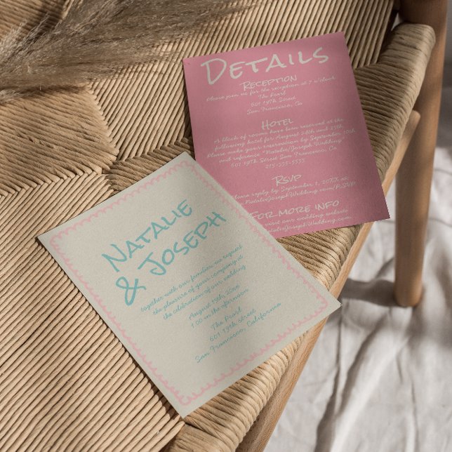 Convites Colorful Pastel Hand Written All In One Wedding   (Criador carregado)