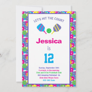 Convites Colorful Pickleball B'day party + RSVP