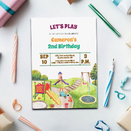 Convites Colorful Playground Party 2nd Birthday Invitation