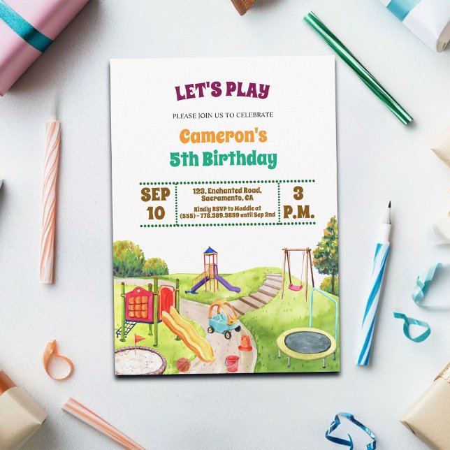 Convites Colorful Playground Party 5th Birthday Invitation (Criador carregado)