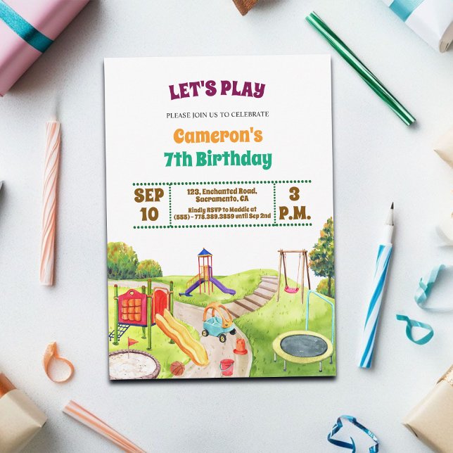 Convites Colorful Playground Party 7th Birthday Invitation (Criador carregado)