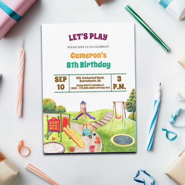 Convites Colorful Playground Party 8th Birthday Invitation (Criador carregado)