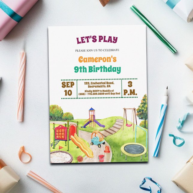 Convites Colorful Playground Party 9th Birthday Invitation (Criador carregado)