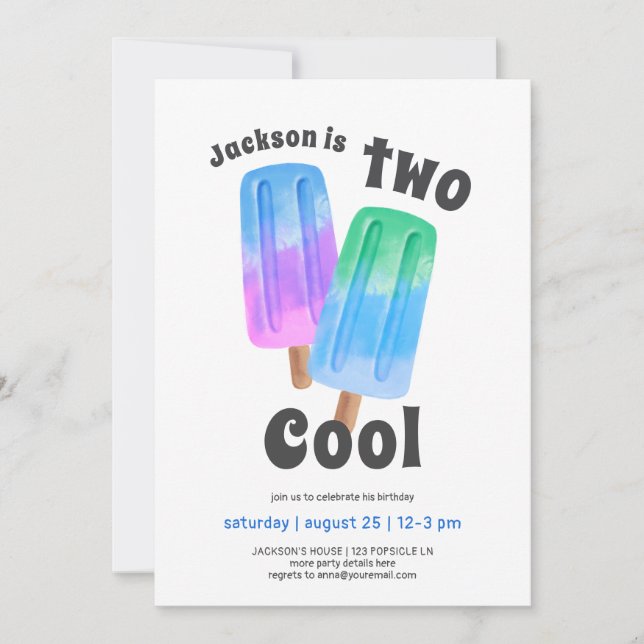 Convites Colorful Popsicle Boy 2th Birthday (Frente)