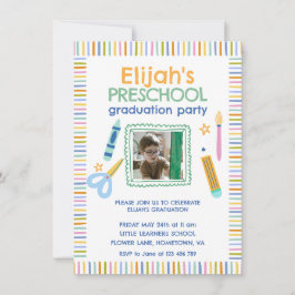 Convites Colorful Preschool Graduation Party Invitation