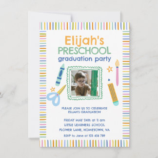 Convites Colorful Preschool Graduation Party Invitation