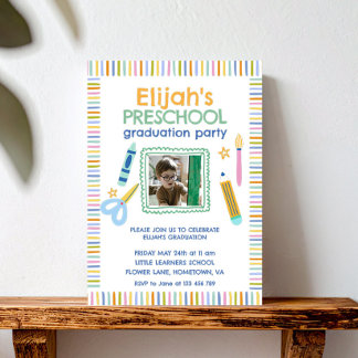 Convites Colorful Preschool Graduation Party Invitation