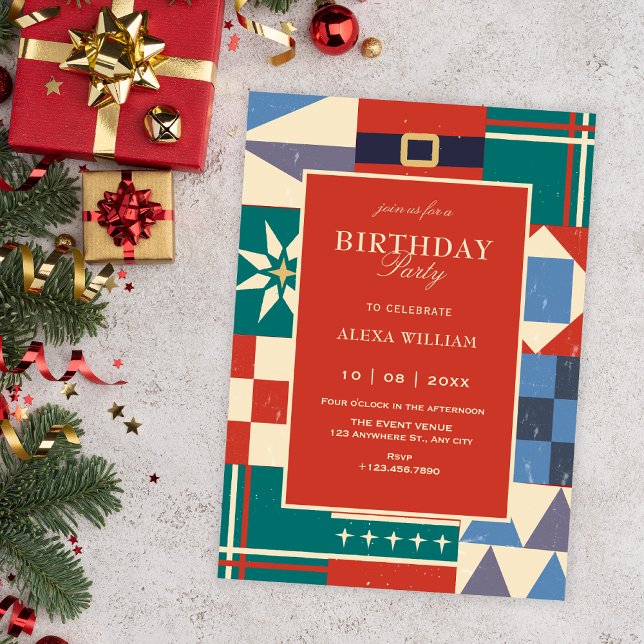 Convites Colorful retro geometric birthday (Criador carregado)