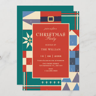 Convites Colorful retro geometric christmas