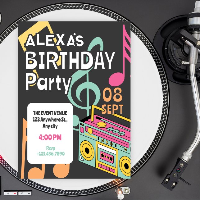 Convites Colorful retro music notes  (Criador carregado)