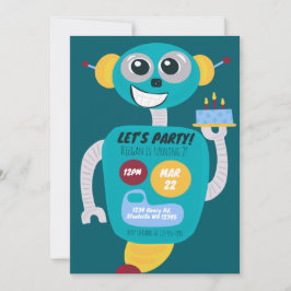 Convites Colorful Robot Boys Second Birthday Invitation