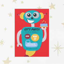 Convites Colorful Robot Boys Second Birthday Invitation