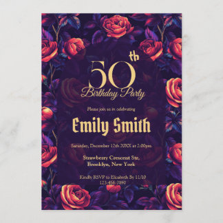 Convites Colorful Rose Fantasy Wife’S Birthday