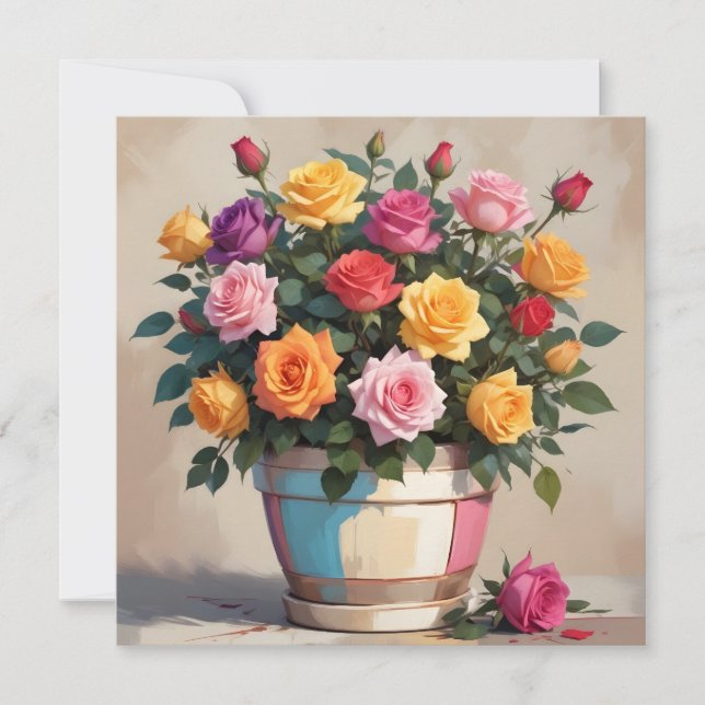 Convites Colorful roses bouquet (Frente)