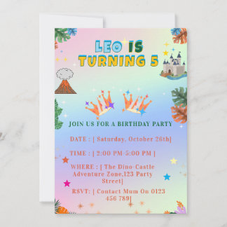 Convites Colorful Royal King Birthday invitation