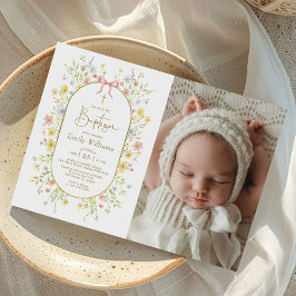Convites Colorful Spring Wildflower Meadow Baptism Photo