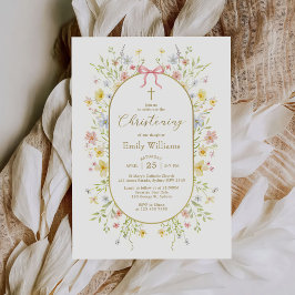 Convites Colorful Spring Wildflower Meadow Christening 