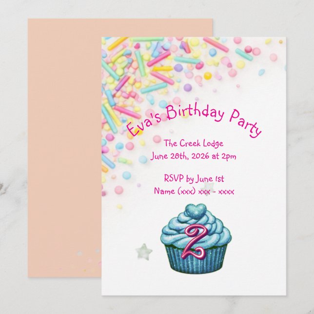 Convites Colorful Sprinkles Birthday Invitation (Frente/Verso)