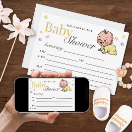 Convites Colorful Stars Gender Neutral Baby Shower