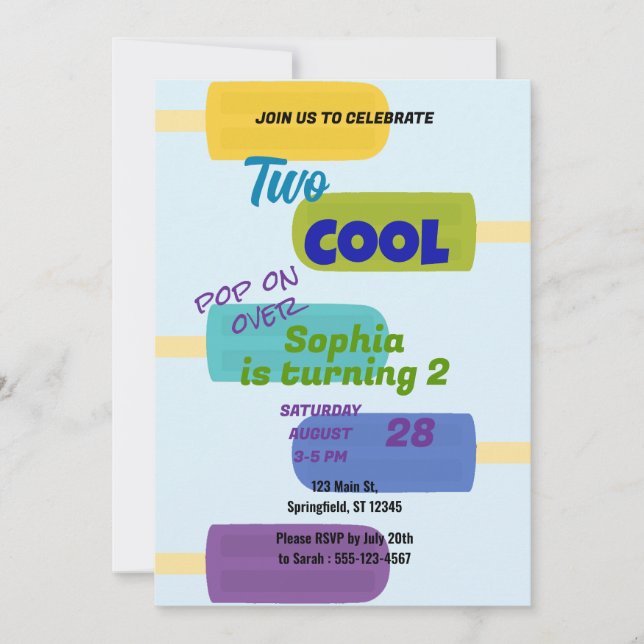 Convites Colorful Summer Popsicle Birthday (Frente)