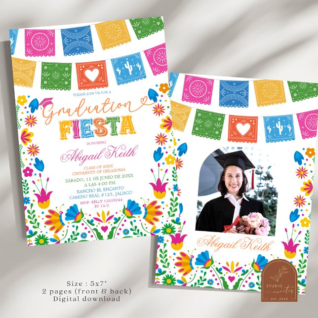 Convites Colorful Talavera Mexican Graduation Fiesta (Criador carregado)
